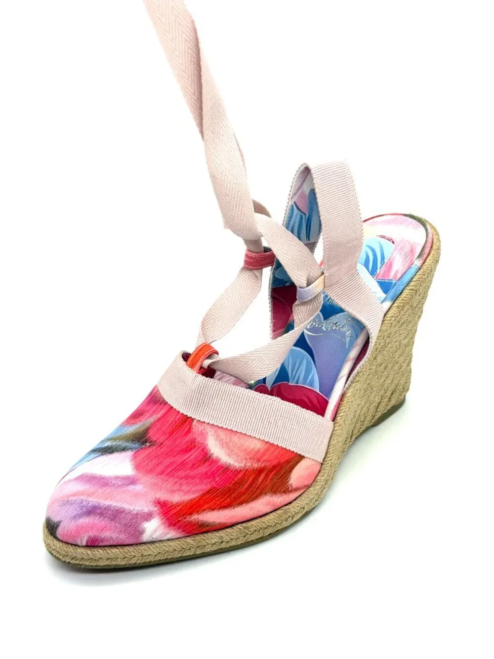 Christian Louboutin TOLEDA FAB 85 Peonies Wedge Heel Espadrille Sandals